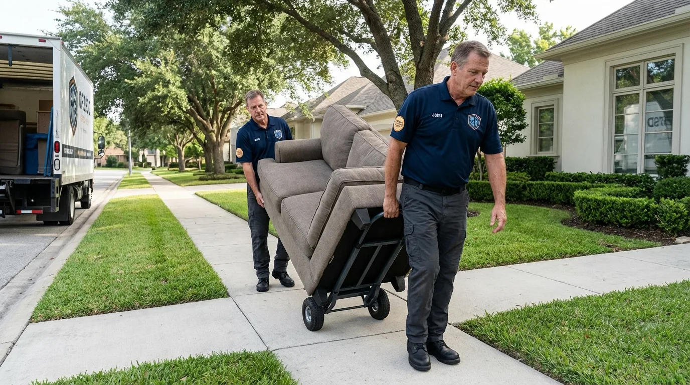 Local residential moving crew loading furniture in Mountain Top, PA